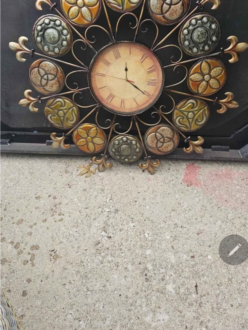 Ornate Sunburst Wall Clock in Gold and Bronze